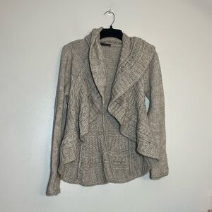 ElsaManda Italy Wool Alpaca Blend Knit Open Cardigan Sweater Large